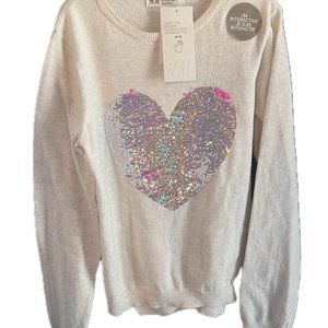 H&M Girls Color Changing Sequin Heart Sweater 8/10Y